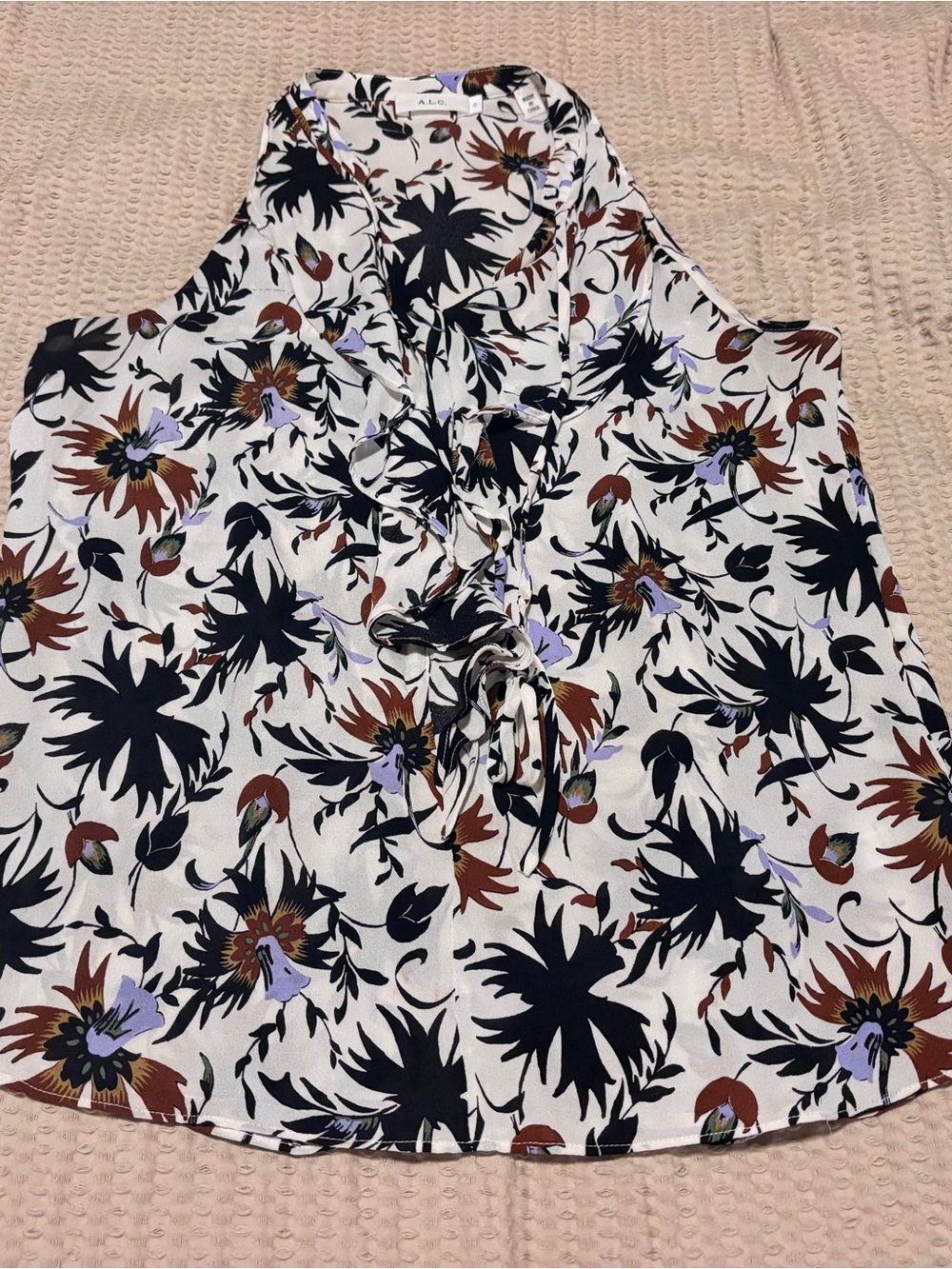 ALC Printed Silk Sleeveless Blouse